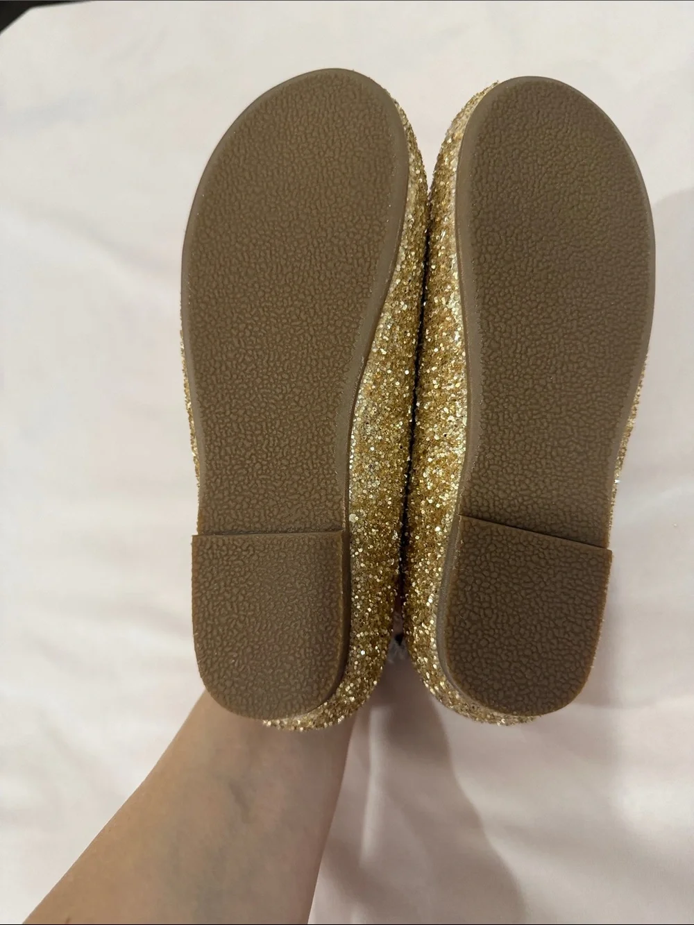 Age of Innocence Girls Gold Glitter Mary Jane shoes with Pearl Button